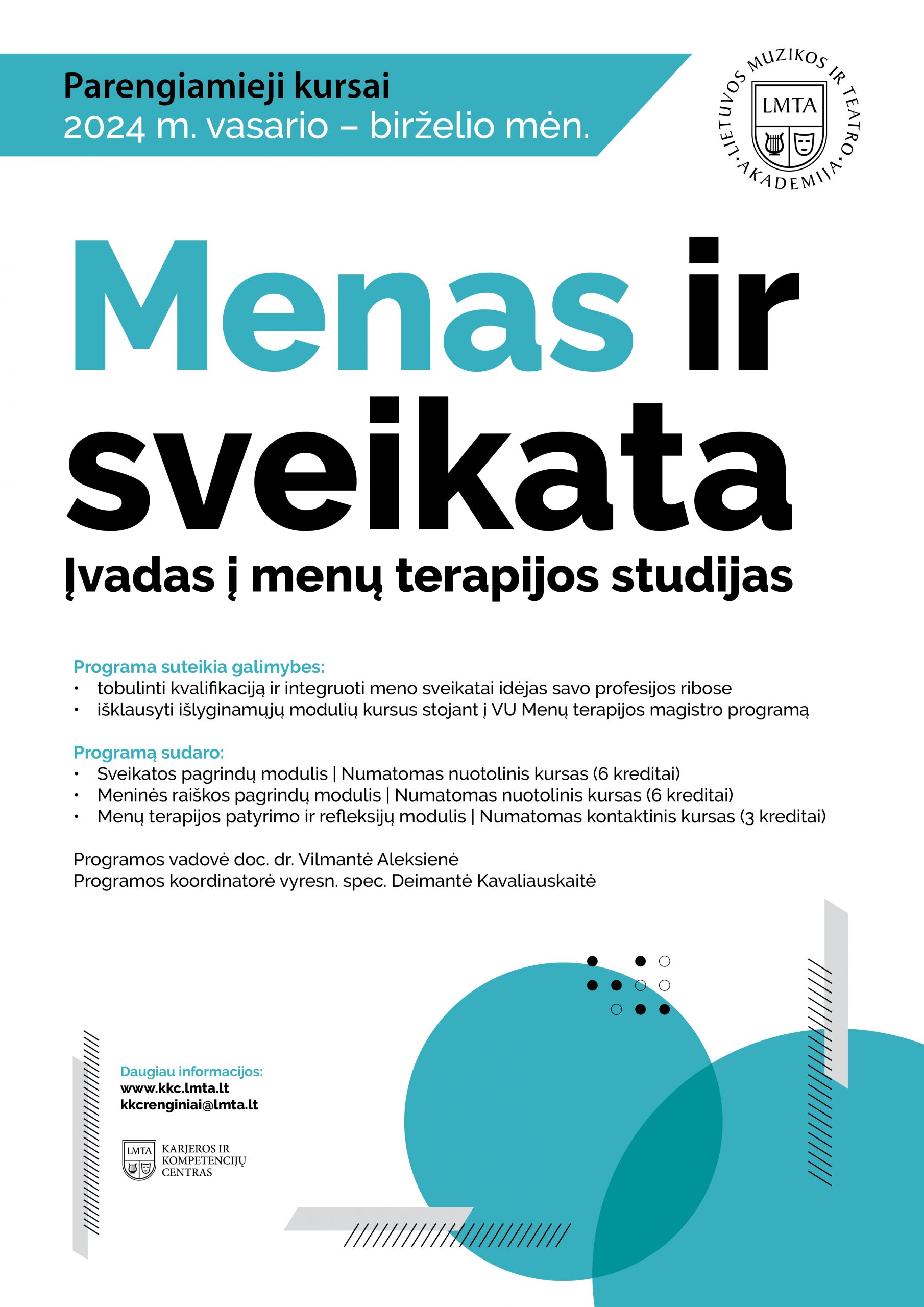 REGISTRACIJA Į PROGRAMĄ „MENAS IR SVEIKATA 2024“ kkc.lmta.lt